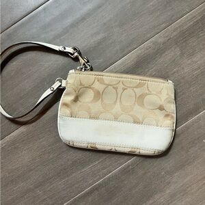 Coach Signature Beige Wristlet